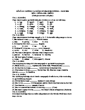 Đề thi tuyển sinh trường Cao đẳng Sư phạm Hải Dương môn Tiếng Anh Khối D năm 2005 (Có đáp án)